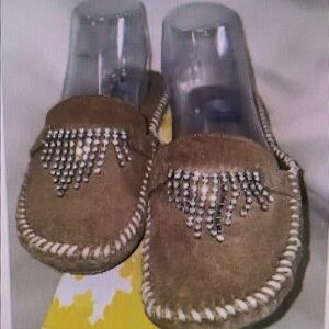 Brown Moccasins with Beaded Design